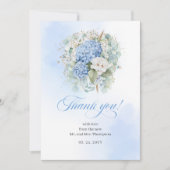 Graceful Blue Flowers Eucalyptus Wedding thank you サンキューカード (正面)