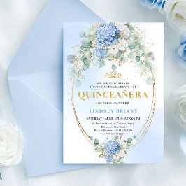 Graceful Blue Hydrangeas Eucalyptus Quince Invite 招待状