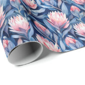 Graceful Blue Watercolor Flowers Pattern ラッピングペーパー (ロールコーナー)