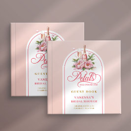 Graceful blush and gold petals prosecco sign book ゲストブック