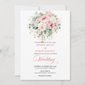 Graceful Blush Floral Greenery Wedding Invitation 招待状 (正面)
