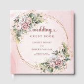 Graceful Blush Pink Flowers Eucalyptus Guest Book ゲストブック (正面)