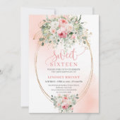 Graceful Blush Rose Gold Sweet Sixteen Invite 招待状 (正面)