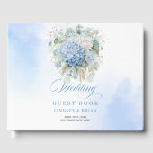 Graceful Boho Blue Flowers Eucalyptus Guest Book ゲストブック (正面)