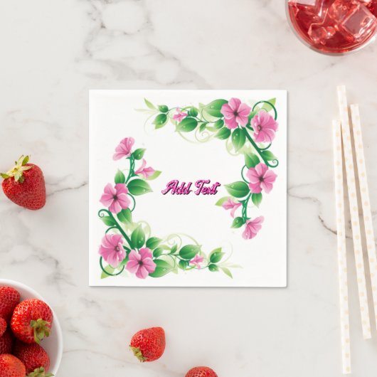 Graceful Botanical Party Blooming Artwork ホワイト スタンダードカクテルナプキン (インサイチュ)