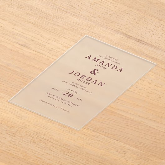 Graceful Brown Calligraphy アクリル招待状 (レイダウン)