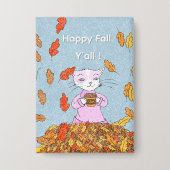 Graceful Cat Fall Collectible Pin Button  缶バッジ (正面)