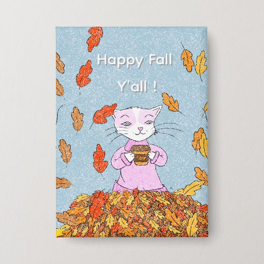 Graceful Cat Fall Collectible Pin Button  缶バッジ (正面)