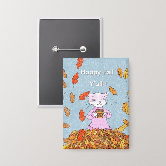 Graceful Cat Fall Collectible Pin Button 缶バッジ (正面/裏面)