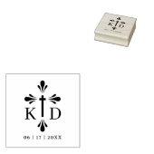 Graceful Christian Cross Monogram Wedding Initials ラバースタンプ (押印)