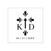 Graceful Christian Cross Monogram Wedding Initials ラバースタンプ (インプリント)