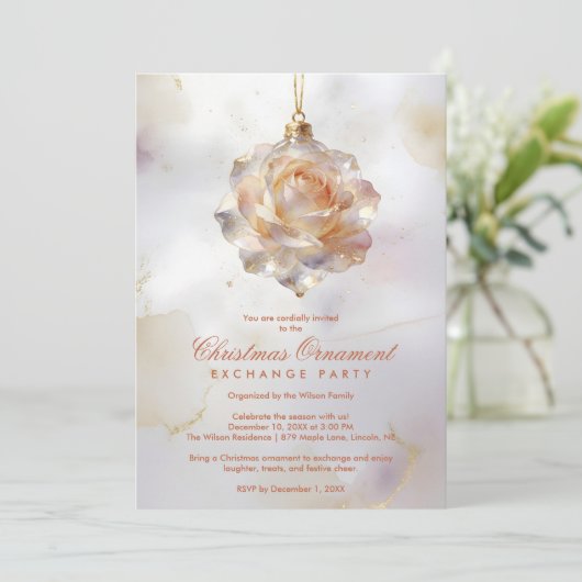 Graceful Christmas Ornament Shaped Like a Rose 招待状 (スタンド正面)