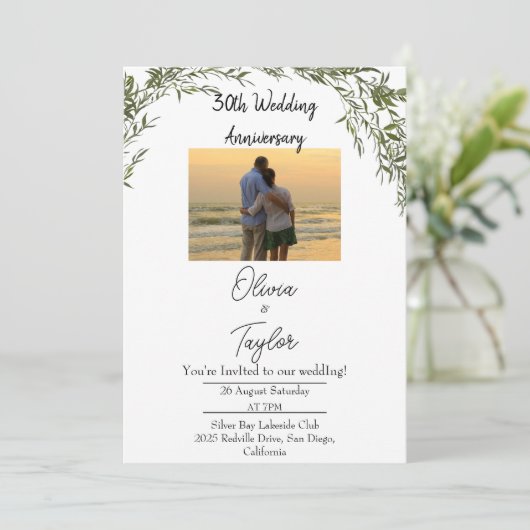 Graceful Classic Greenery Wedding Anniversary  招待状 (スタンド正面)