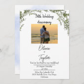 Graceful Classic Greenery Wedding Anniversary  招待状 (正面/裏面)