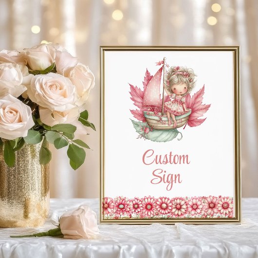 Graceful Fairy Girl Blush Floral Birthday Custom  ポスター