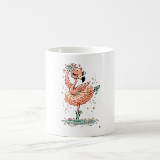 Graceful Flamingo Ballerina in Bloom コーヒーマグカップ (中央)
