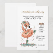 Graceful Flamingo Ballerina in Bloom 招待状 (正面/裏面)