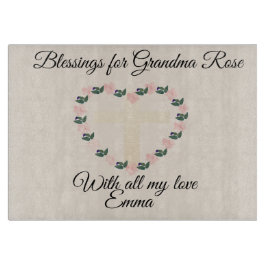 Graceful Floral Heart Blessing for Grandma カッティングボード