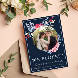 Graceful Floral Pink and Dusty Blue Elopement 案内状
