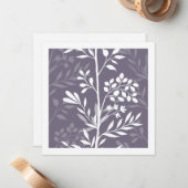 Graceful Floral Silhouette Lavender Purple Minimal ノートカード (正面/裏面インサイチュ)