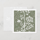 Graceful Floral Silhouette Olive Sage Minimal ノートカード (正面/裏面)