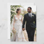 Graceful Floral Wood Peace Symbol Photo Wedding サンキューカード (裏面)