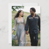 Graceful Floral Wood Peace Symbol Photo Wedding セーブザデート (裏面)