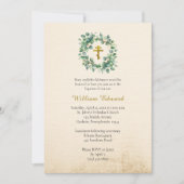 Graceful Foliage Wreath Orthodox Christian Baptism 招待状 (正面)