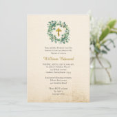 Graceful Foliage Wreath Orthodox Christian Baptism 招待状 (スタンド正面)