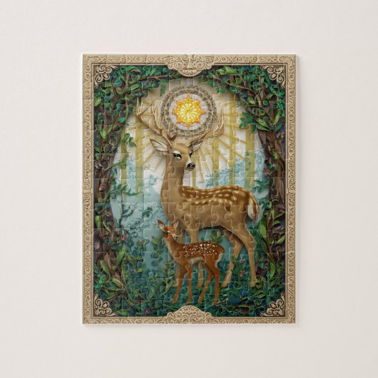 Graceful Forest Deer - ペーパークイリング ジグソーパズル (縦)