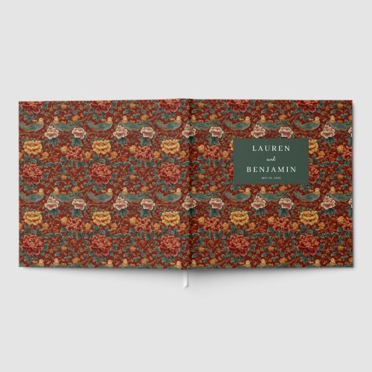 Graceful Green Calligraphy With Floral ゲストブック (全面)