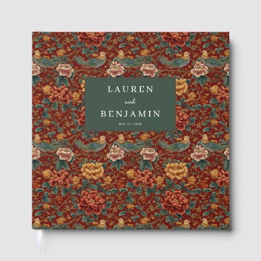 Graceful Green Calligraphy With Floral ゲストブック (正面)