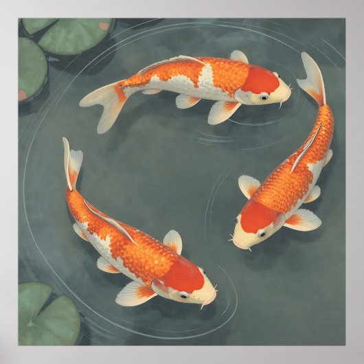 Graceful Koi Fish Pond Serenity Design ポスター (正面)