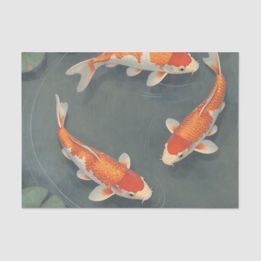 Graceful Koi Fish Pond Serenity Design 薄葉紙 (正面)