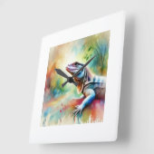 Graceful Lizard 240824AREF128 - Watercolor スクエア壁時計 (傾斜)