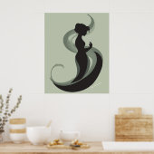 Graceful Minimalist Woman Silhouette – Modern Boho ポスター (キッチン)