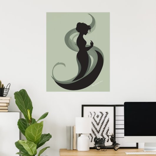 Graceful Minimalist Woman Silhouette – Modern Boho ポスター (ホームオフィス)