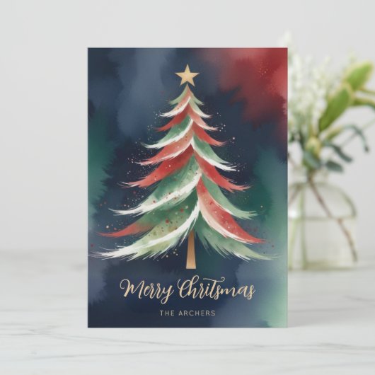 Graceful Modern Colorful Abstract Christmas Tree  シーズンカード (スタンド正面)