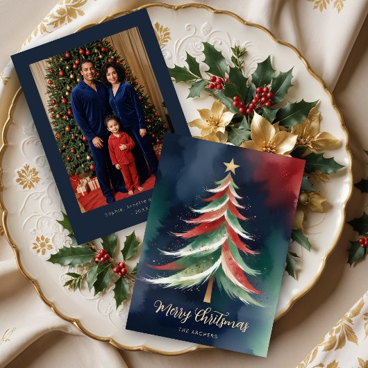 Graceful Modern Colorful Abstract Christmas Tree シーズンカード