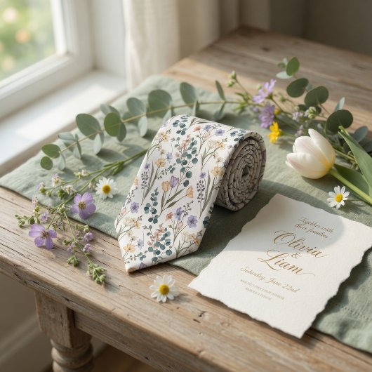 Graceful Pastel Wildflowers ネクタイ