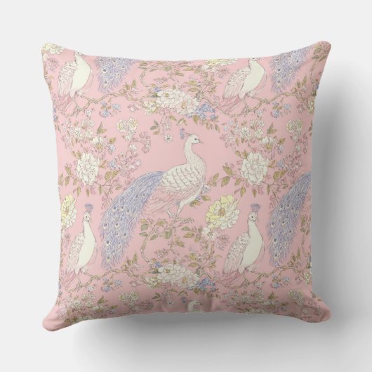 Graceful Peacock ornament  Throw Pillow クッション (裏面)