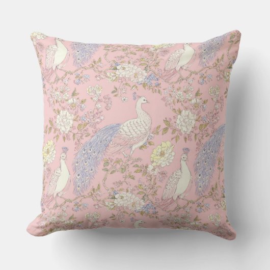 Graceful Peacock ornament  Throw Pillow クッション (正面)