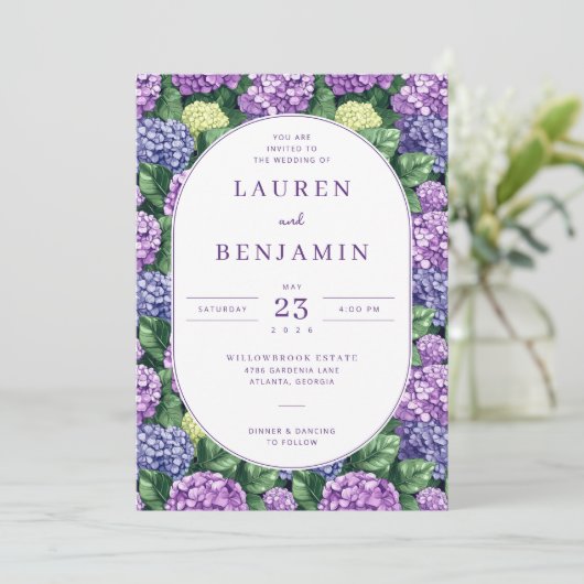 Graceful Purple Floral Invitation 招待状 (スタンド正面)