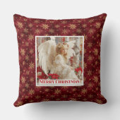 Graceful Red Gold Angel Christmas Pillow Gift クッション (裏面)