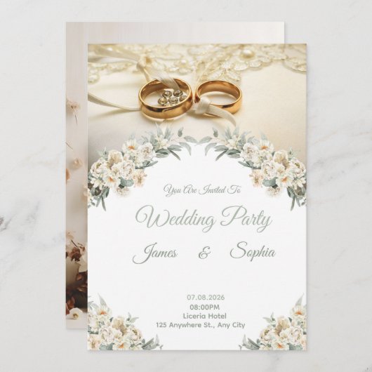 Graceful Romance Wedding Invitation 招待状 (正面/裏面)