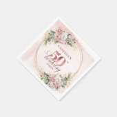 Graceful Rose Gold Blush Flowers 50th Birthday  スタンダードカクテルナプキン (角)