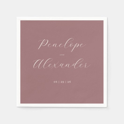 Graceful Rose Gold Calligraphy スタンダードカクテルナプキン (正面)