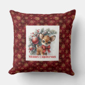 Graceful snowy forest baby deer kids room decor  クッション (正面)