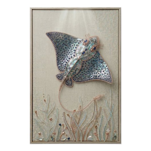 Graceful Stingray Ocean Wall Art ポスター (正面)