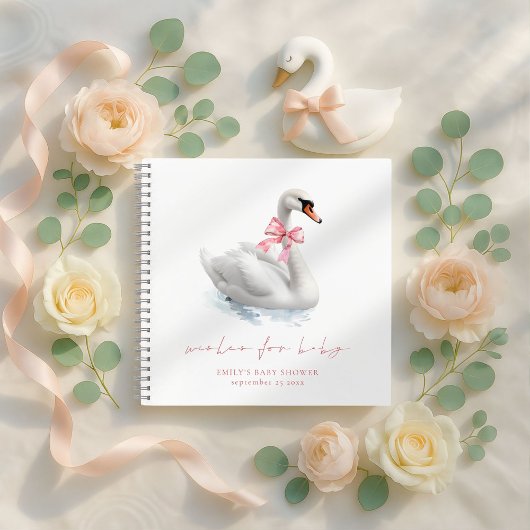 Graceful Swan Baby Shower Guest Book ノートブック